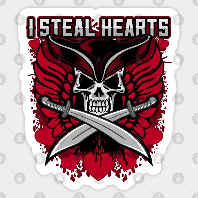 I Steal Hearts Valentines Day Pirate Sticker by RadStar